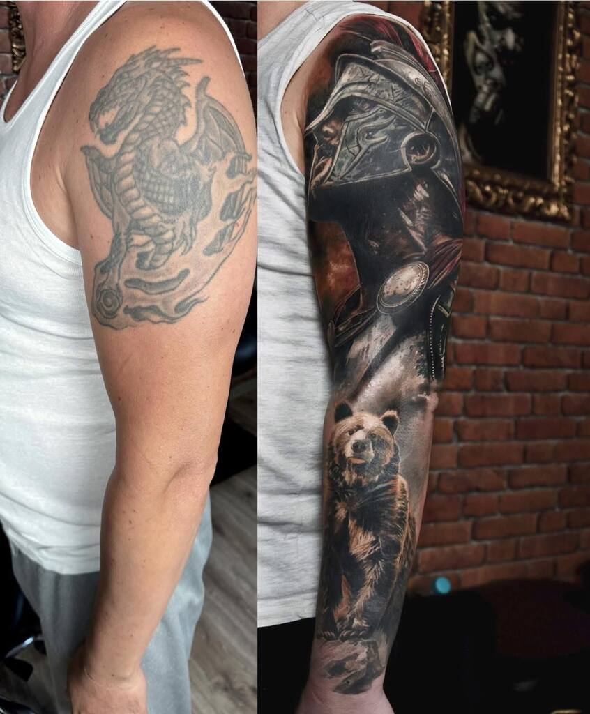 Tatöwierte Hand Cover-Up
